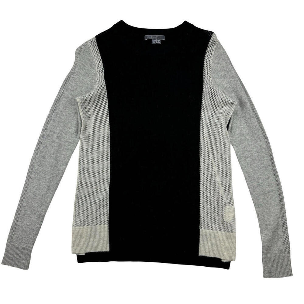 Vince Intarsia Cashmere Colorblock Crewneck Sweater Black Size XXS